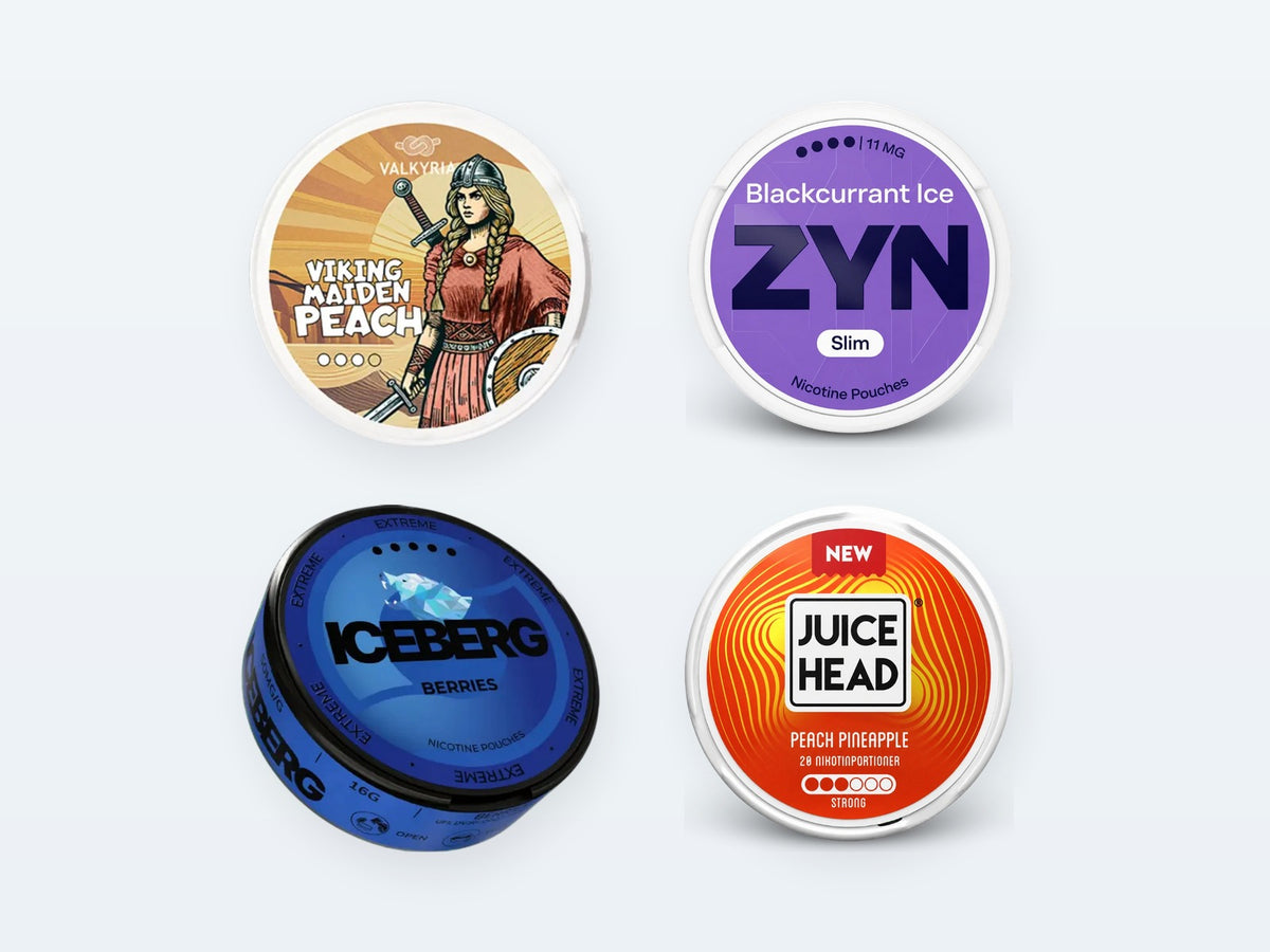 Nikotínové vrecúška: Valkyria, ZYN, Iceberg, JUICE HEAD