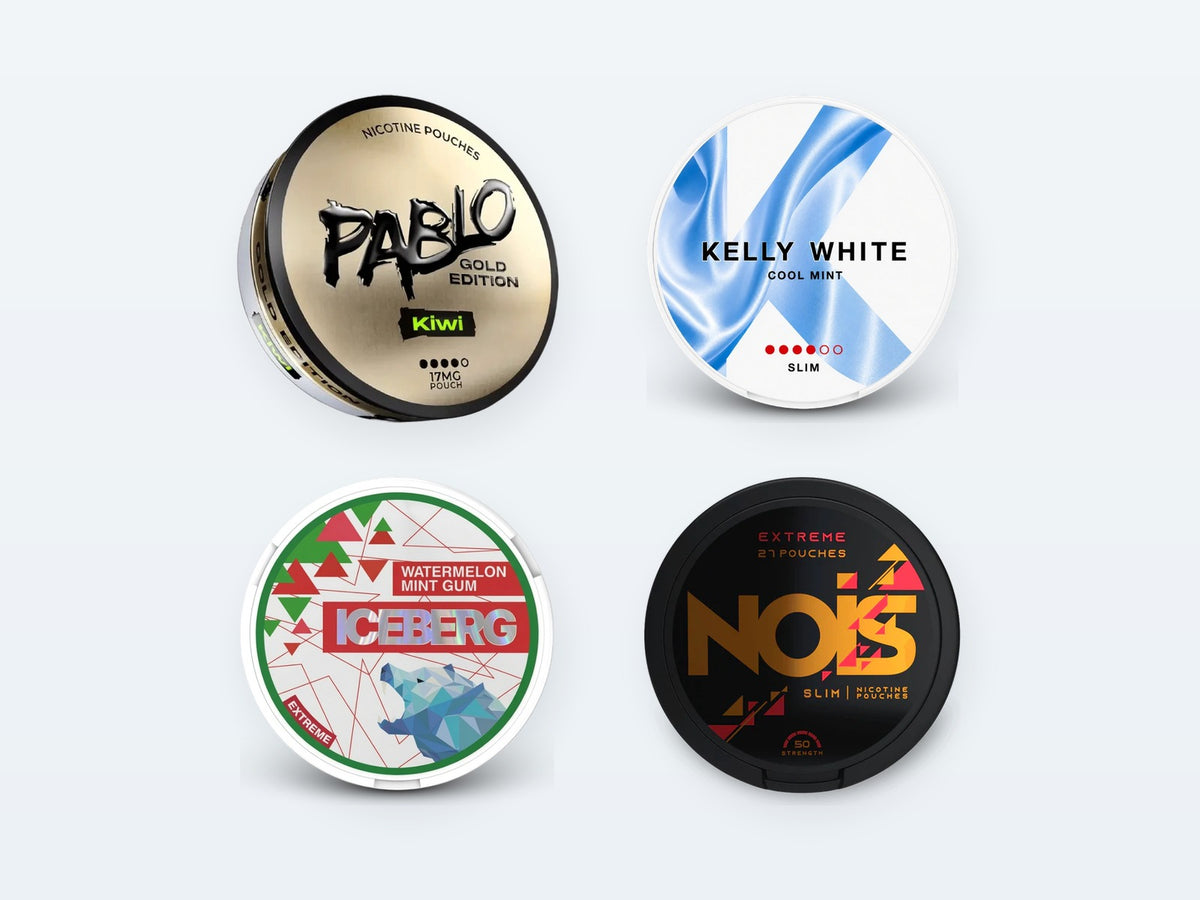 Nikotínové vrecúška: Pablo, Kelly White, Iceberg, NOiS