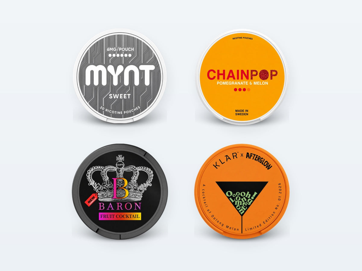 Nikotínové vrecúška: MYNT, Chainpop, Baron, KLAR