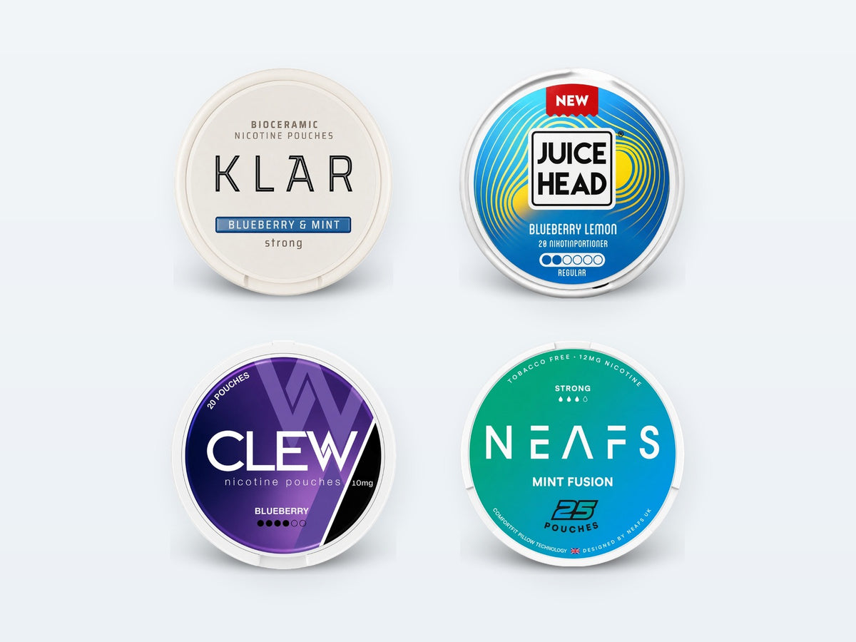Nikotínové vrecúška: KLAR, JUICE HEAD, CLEW, NEAFS