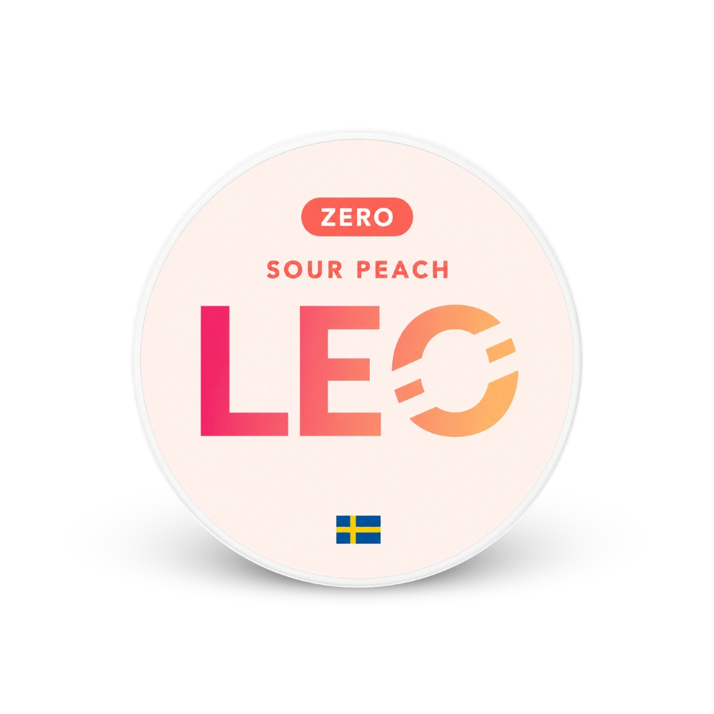 LEO Sour Peach Zero – dóza nikotínových vrecúšok