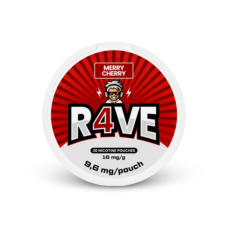 RAVE Merry Cherry 16mg – dóza nikotínových vrecúšok