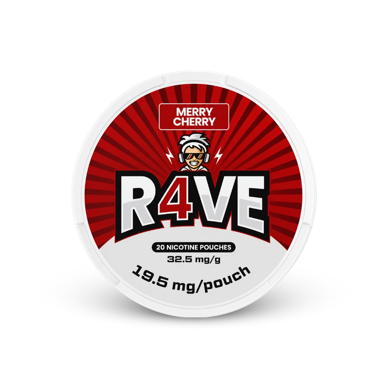 RAVE Merry Cherry 32.5mg – dóza nikotínových vrecúšok