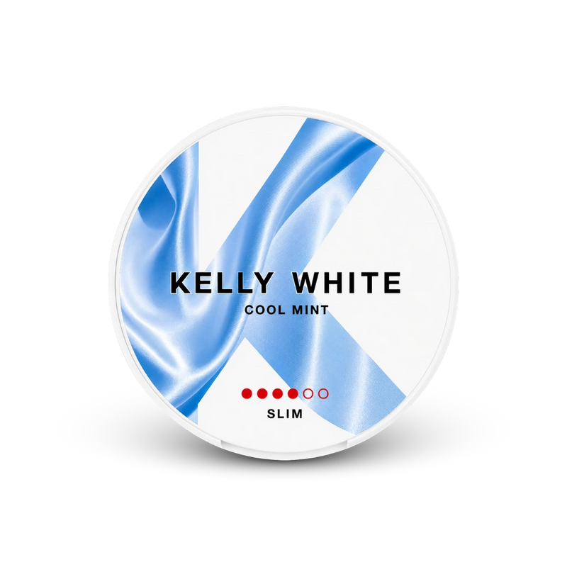 Kelly White Cool Mint Slim Strong – dóza nikotínových vrecúšok
