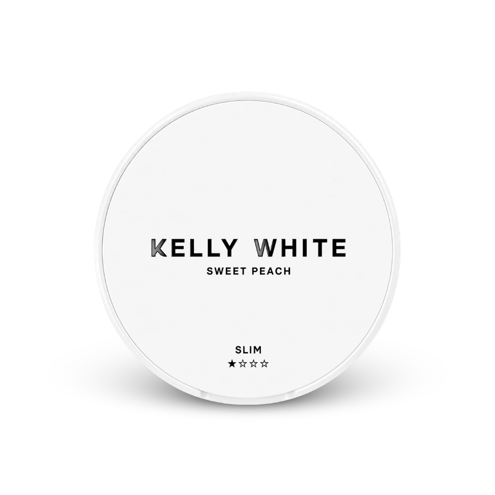 Kelly White Sweet Peach Slim – dóza nikotínových vrecúšok