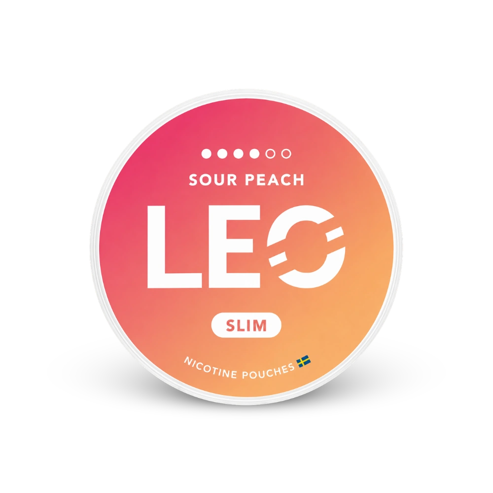 LEO Sour Peach Strong – dóza nikotínových vrecúšok