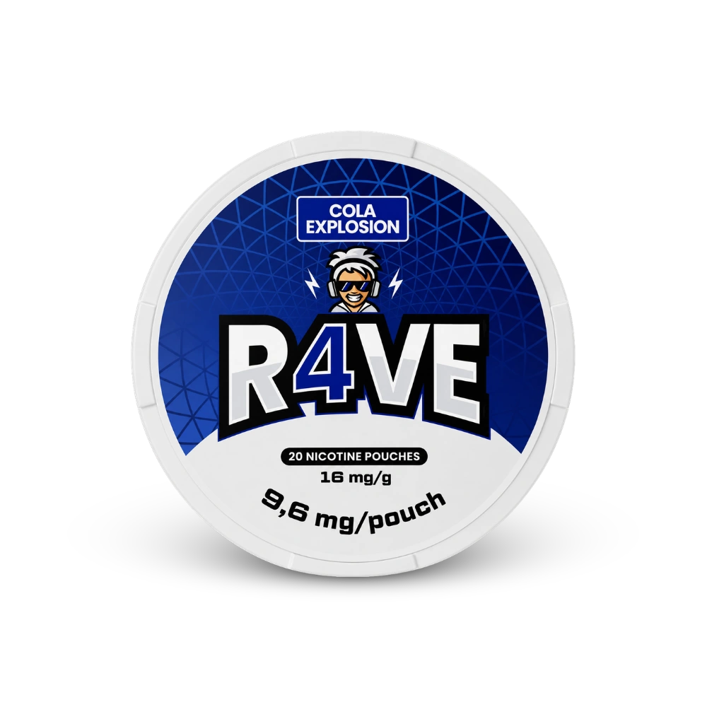 RAVE Cola Explosion 16mg – dóza nikotínových vrecúšok